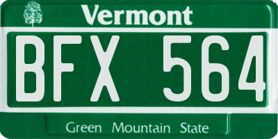 VT license plate BFX564
