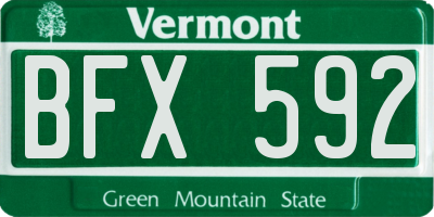 VT license plate BFX592
