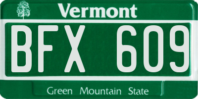VT license plate BFX609