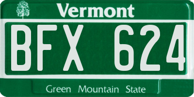 VT license plate BFX624