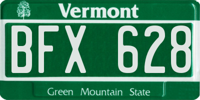 VT license plate BFX628