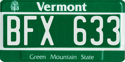 VT license plate BFX633