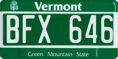 VT license plate BFX646
