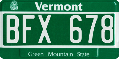 VT license plate BFX678