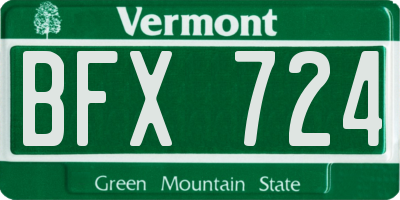 VT license plate BFX724