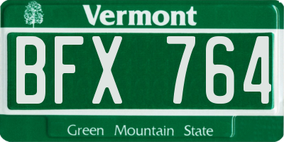 VT license plate BFX764