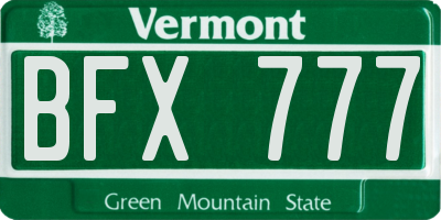 VT license plate BFX777