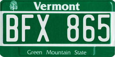 VT license plate BFX865