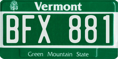 VT license plate BFX881