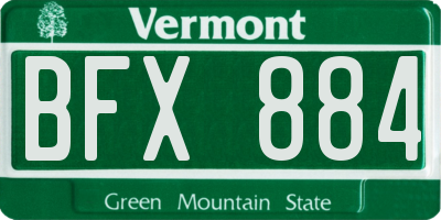 VT license plate BFX884