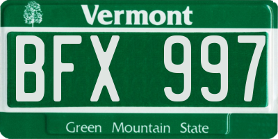 VT license plate BFX997
