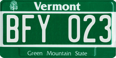 VT license plate BFY023