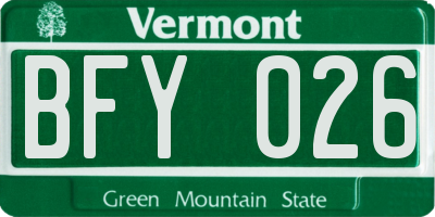 VT license plate BFY026