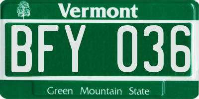 VT license plate BFY036