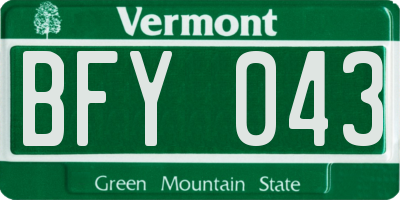 VT license plate BFY043