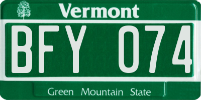 VT license plate BFY074