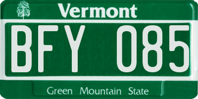 VT license plate BFY085