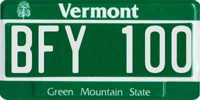 VT license plate BFY100