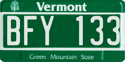 VT license plate BFY133