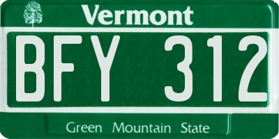 VT license plate BFY312