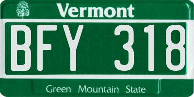 VT license plate BFY318