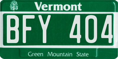 VT license plate BFY404
