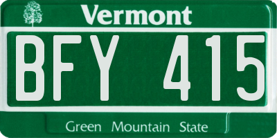 VT license plate BFY415