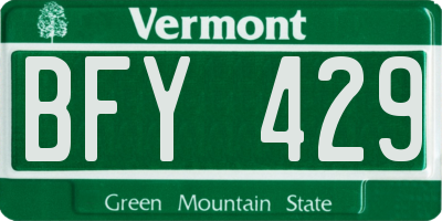 VT license plate BFY429