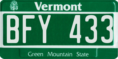 VT license plate BFY433