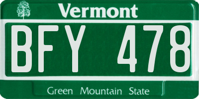 VT license plate BFY478
