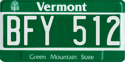 VT license plate BFY512