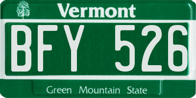VT license plate BFY526
