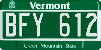 VT license plate BFY612