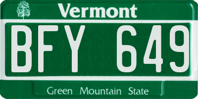 VT license plate BFY649