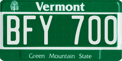 VT license plate BFY700
