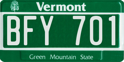 VT license plate BFY701