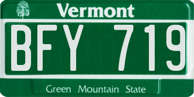 VT license plate BFY719
