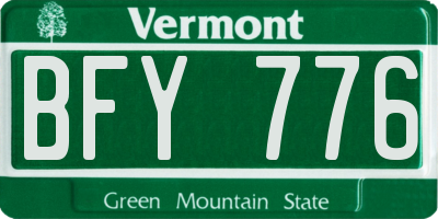 VT license plate BFY776