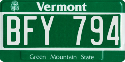 VT license plate BFY794