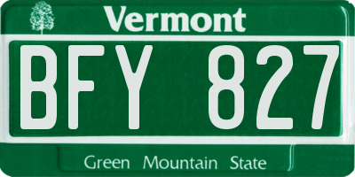 VT license plate BFY827