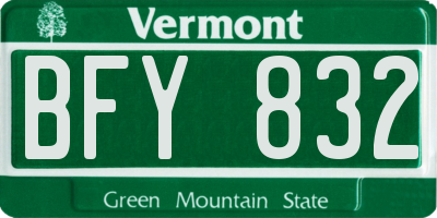 VT license plate BFY832