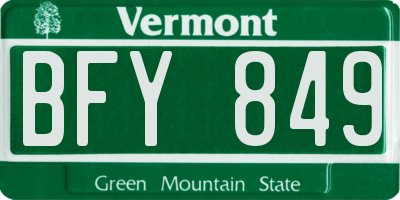 VT license plate BFY849