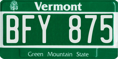 VT license plate BFY875