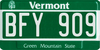 VT license plate BFY909