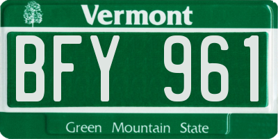 VT license plate BFY961