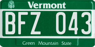 VT license plate BFZ043