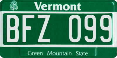 VT license plate BFZ099