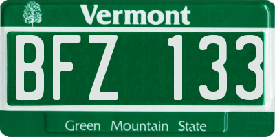 VT license plate BFZ133