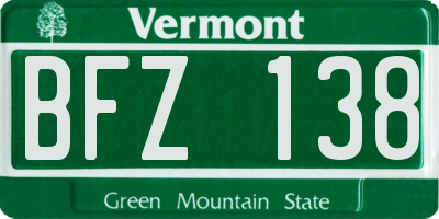 VT license plate BFZ138