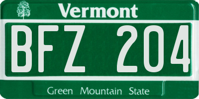 VT license plate BFZ204